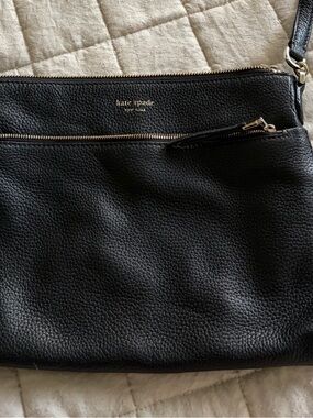 kate spade Black Pebbled Leather Double-Zip Crossbody